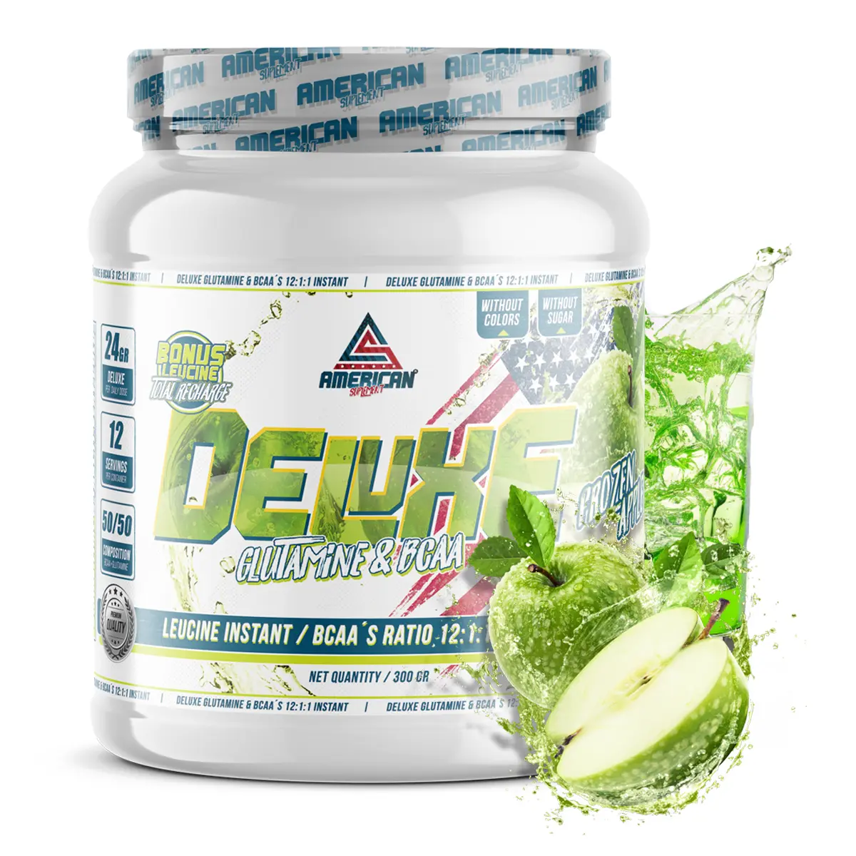 AMINOACIDOS BCAA con Glutamina Deluxe Manzana 300gr