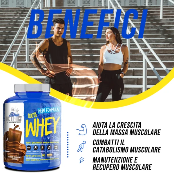 Proteina 100% Whey Blue King Supplement 1,8Kg Fresa - Imagen 2